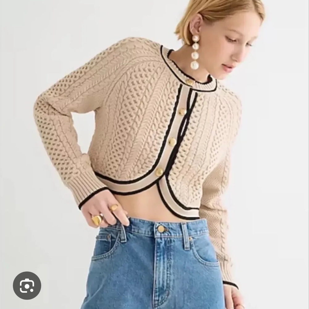 Jcrew cropped cable knit cardigan NWT